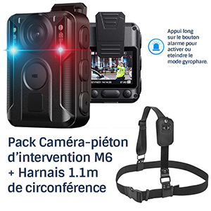 Pack Caméra-piéton d’intervention GPS professionnel HD 2160P 128Go IR détection visage, force de l’ordre + ceinture caméra-piéton